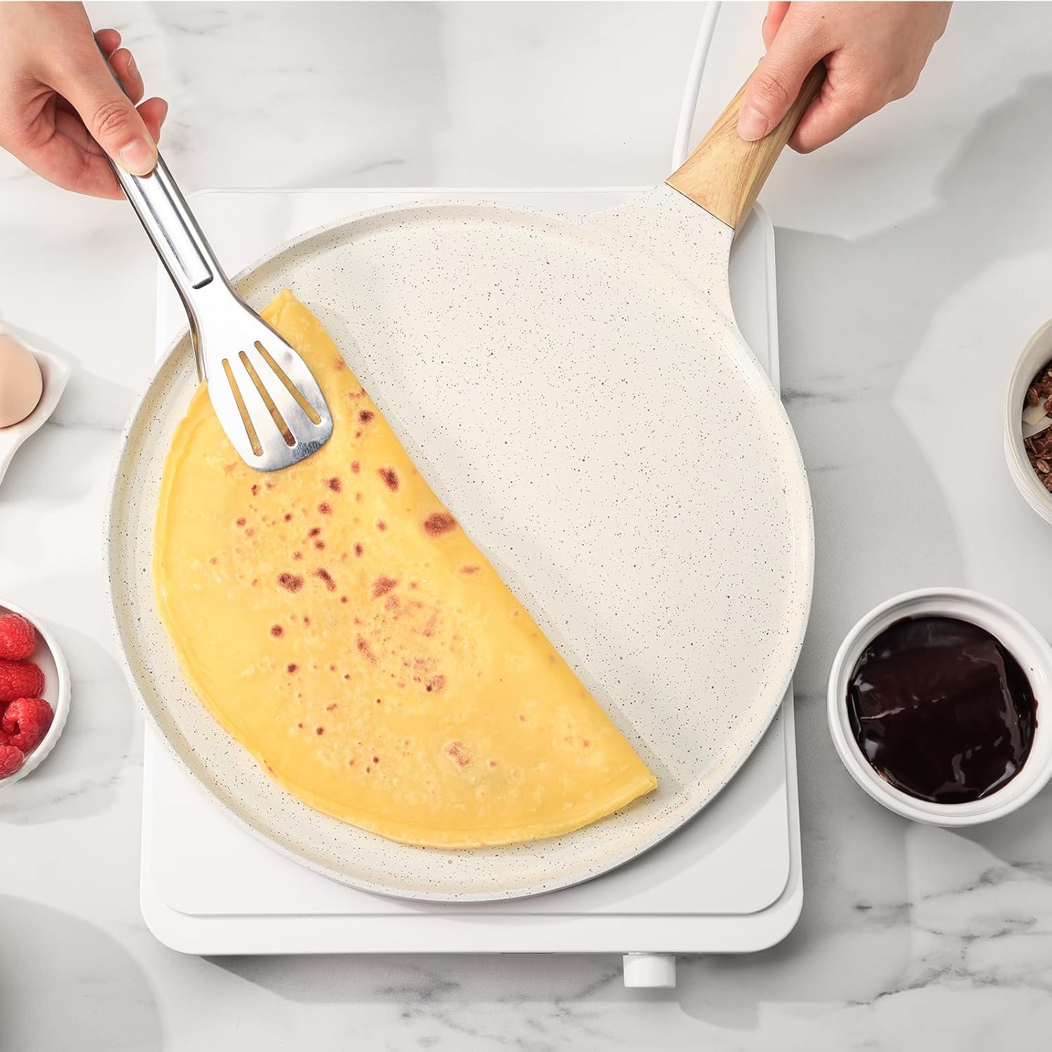 SENSARTE - Poêle à crêpes 30 cm - céramique, induction, manche ergonomique