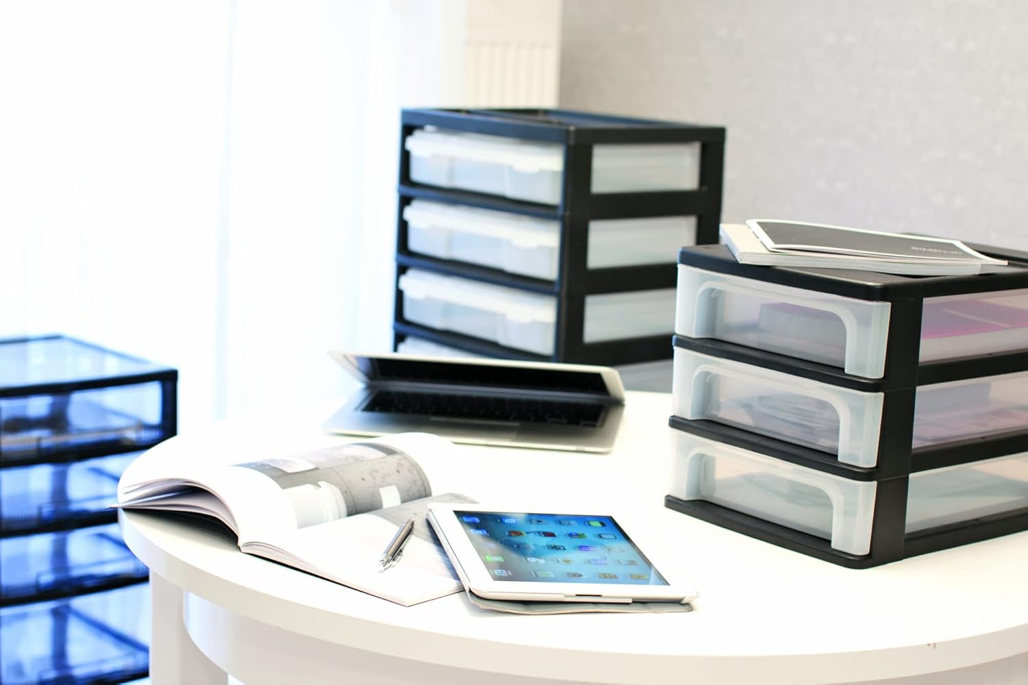 Iris Ohyama - OCH-2030 - 3 tiroirs A4 plastique noir, sans BPA