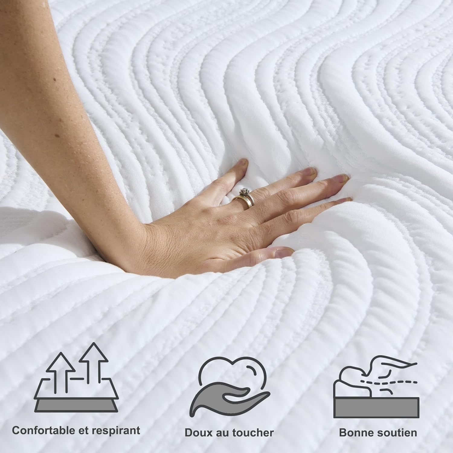 Matelas - mousse mémoire 7 zones - 160x200x18 cm - réversible, soutien parfait