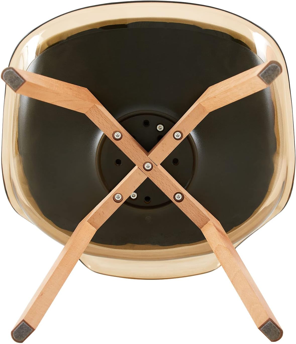 EGGREE - lot de 4 chaises scandinaves - bois hêtre - coussins cuir blanc, dossier transparent, testées SGS