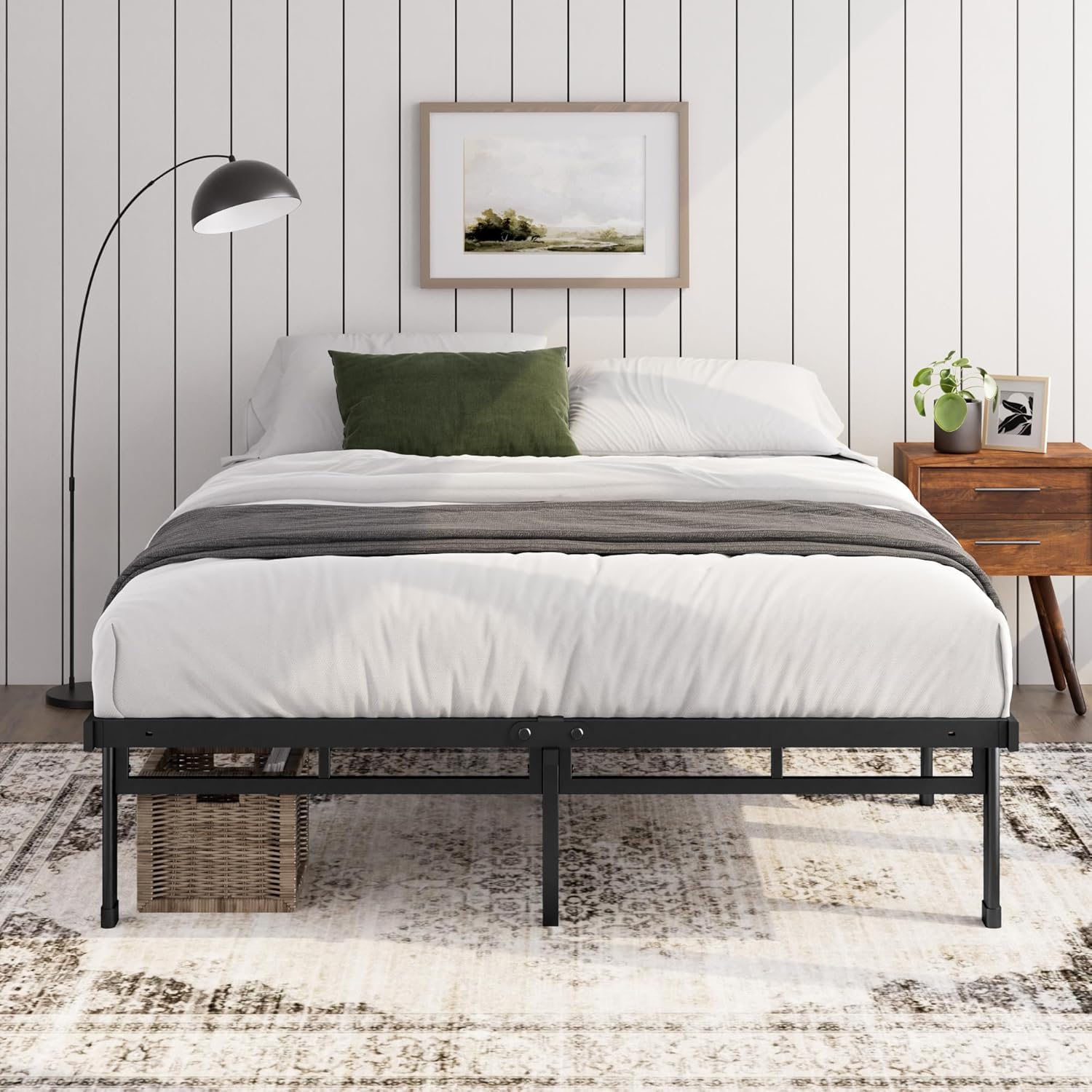 Zinus - Justin - 140x190 cm - lit métal avec rangement 36 cm