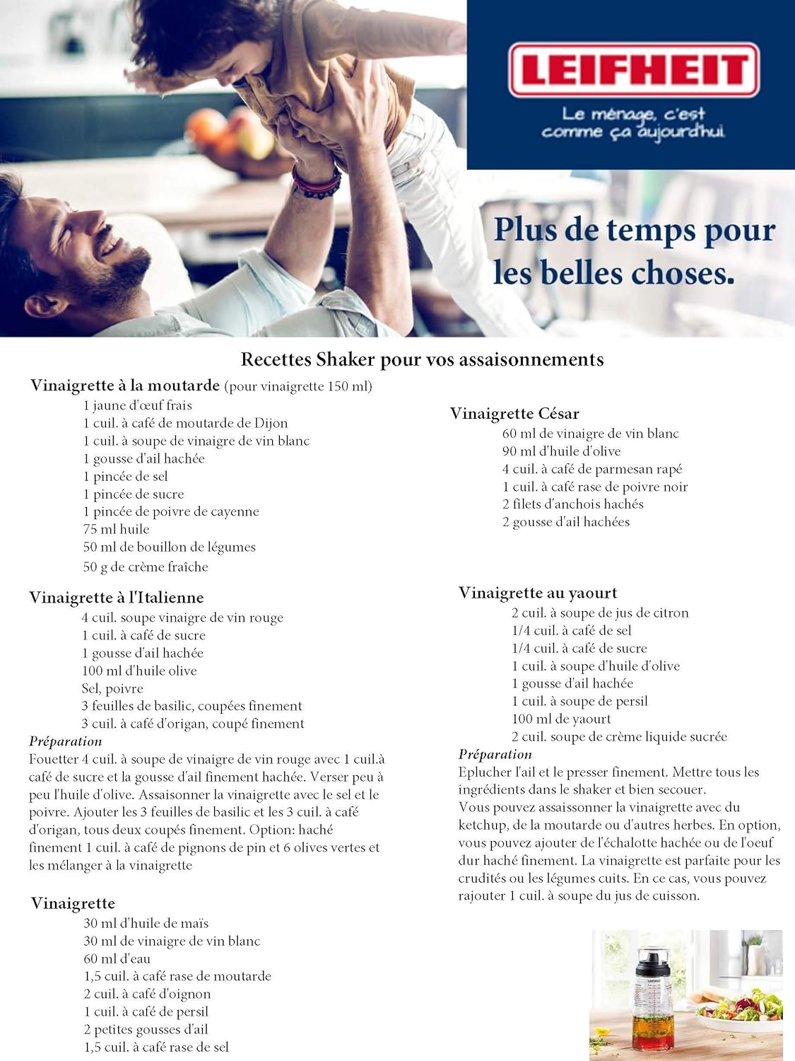 Leifheit - Shaker assaisonnements 300ml - verre gradué multifonction