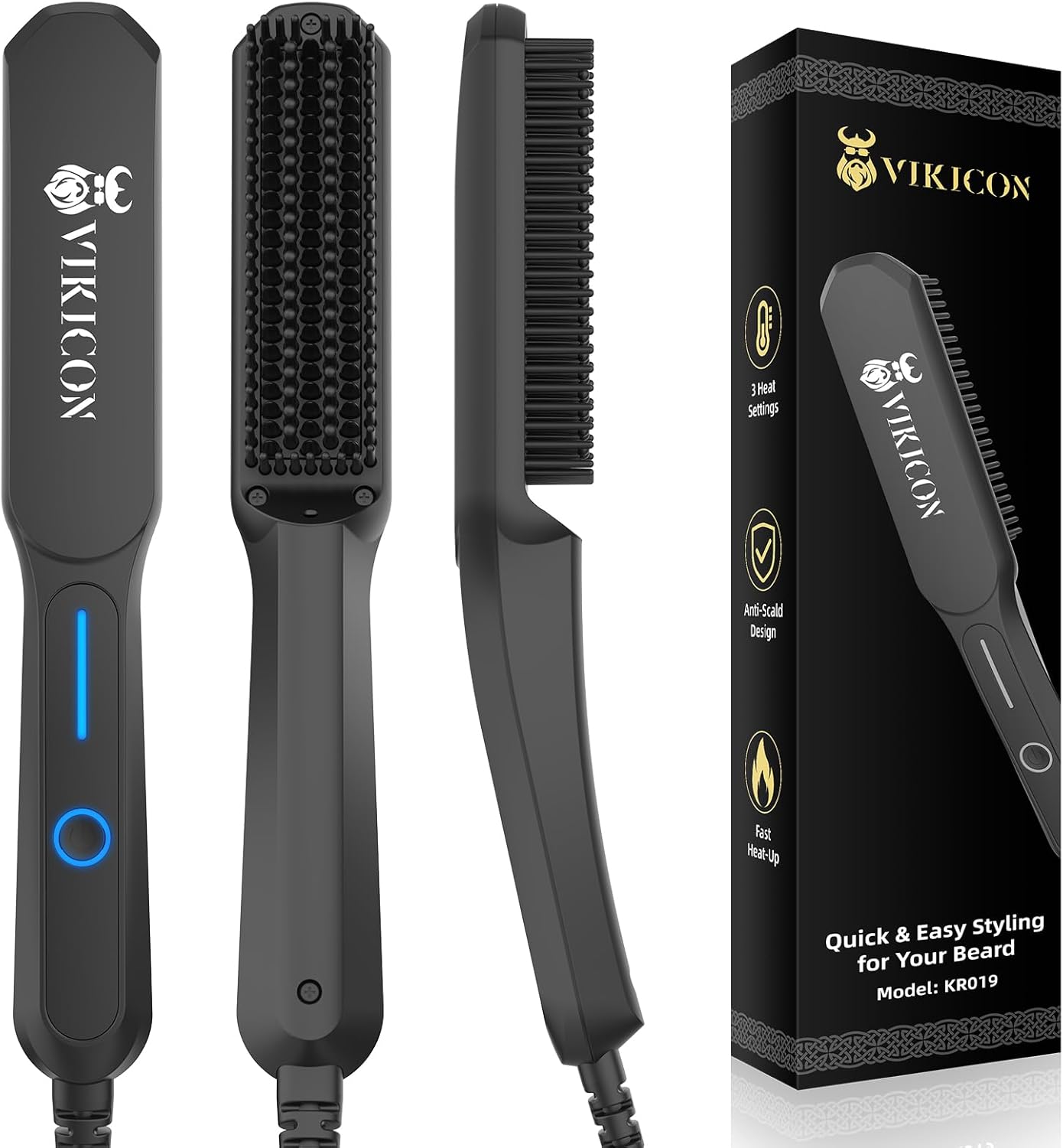 VIKICON - Mini lisseur barbe, portable, ion négatif, 3 températures