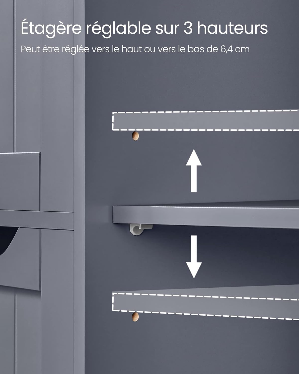 VASAGLE - armoire salle de bain, 30x55x82 cm, 4 tiroirs, porte, LHC41GY