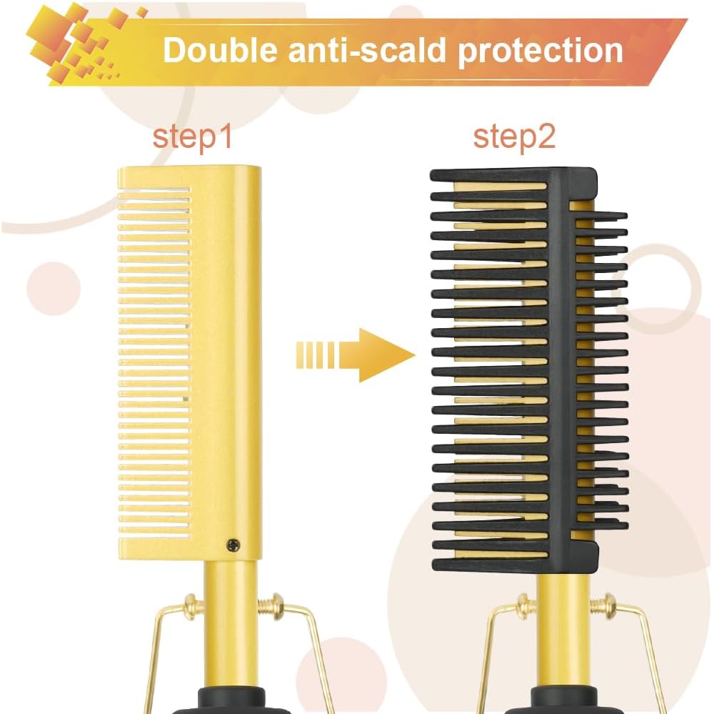 Flintronic - Peigne Chauffant 2 en 1, 180°C, céramique, barbe et perruque