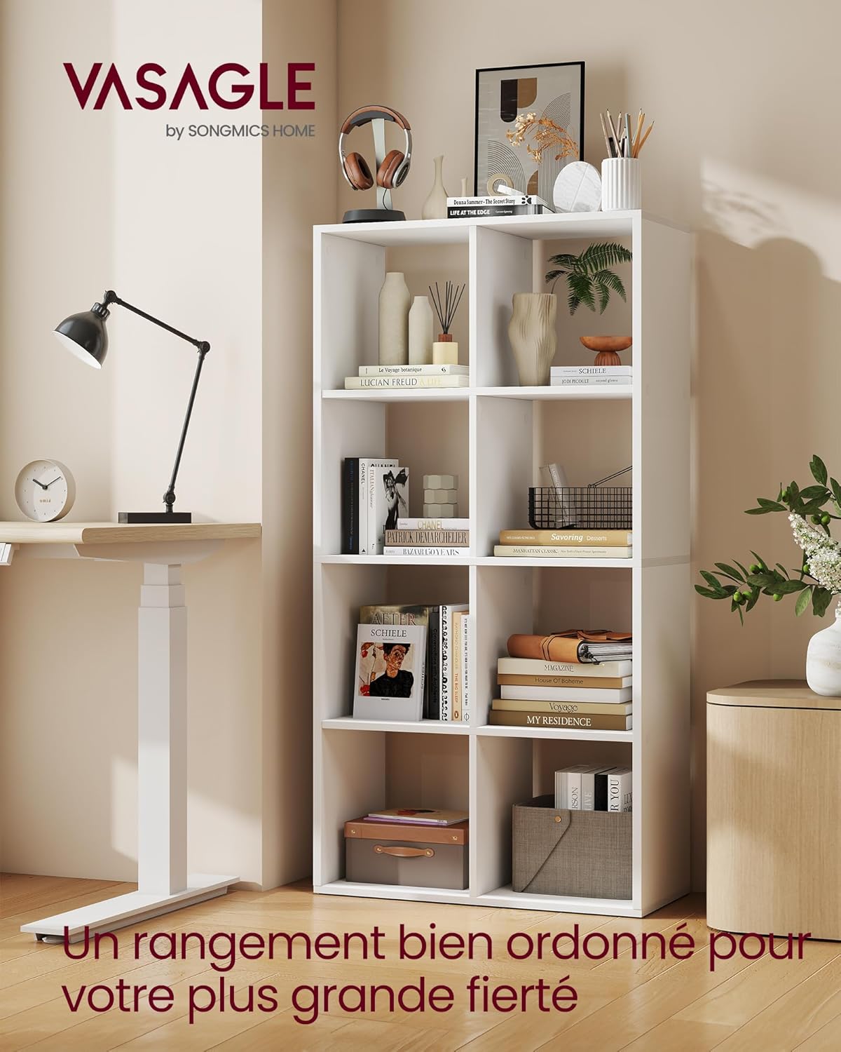 VASAGLE - Custos Collection, étagère 4 niveaux 30x98x130 cm, blanc, LBC408WB01