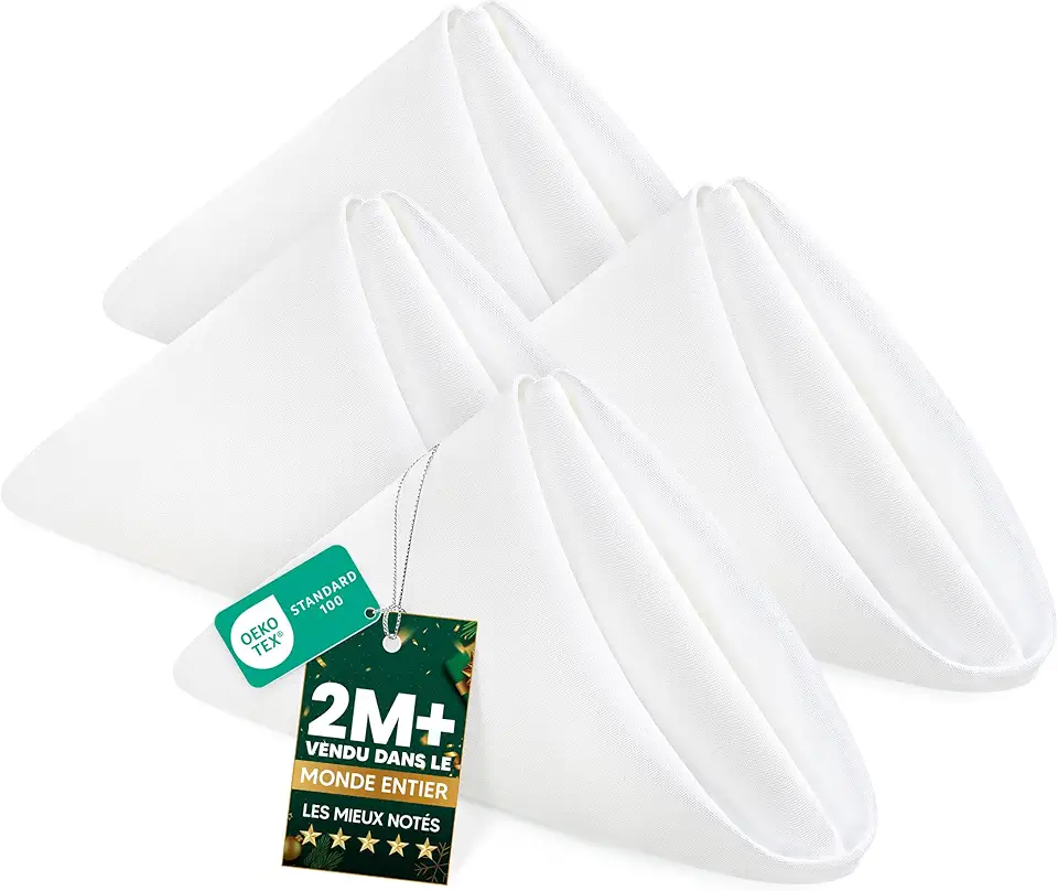 KICHLY - serviettes en tissu, lot de 24, 43x43 cm, polyester, douces et réutilisables