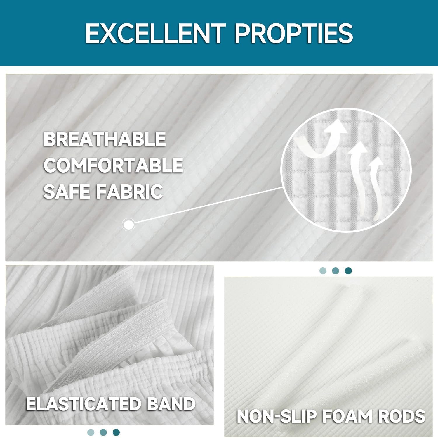 Housse canapé 1 place extensible, accoudoirs, antidérapante, blanc