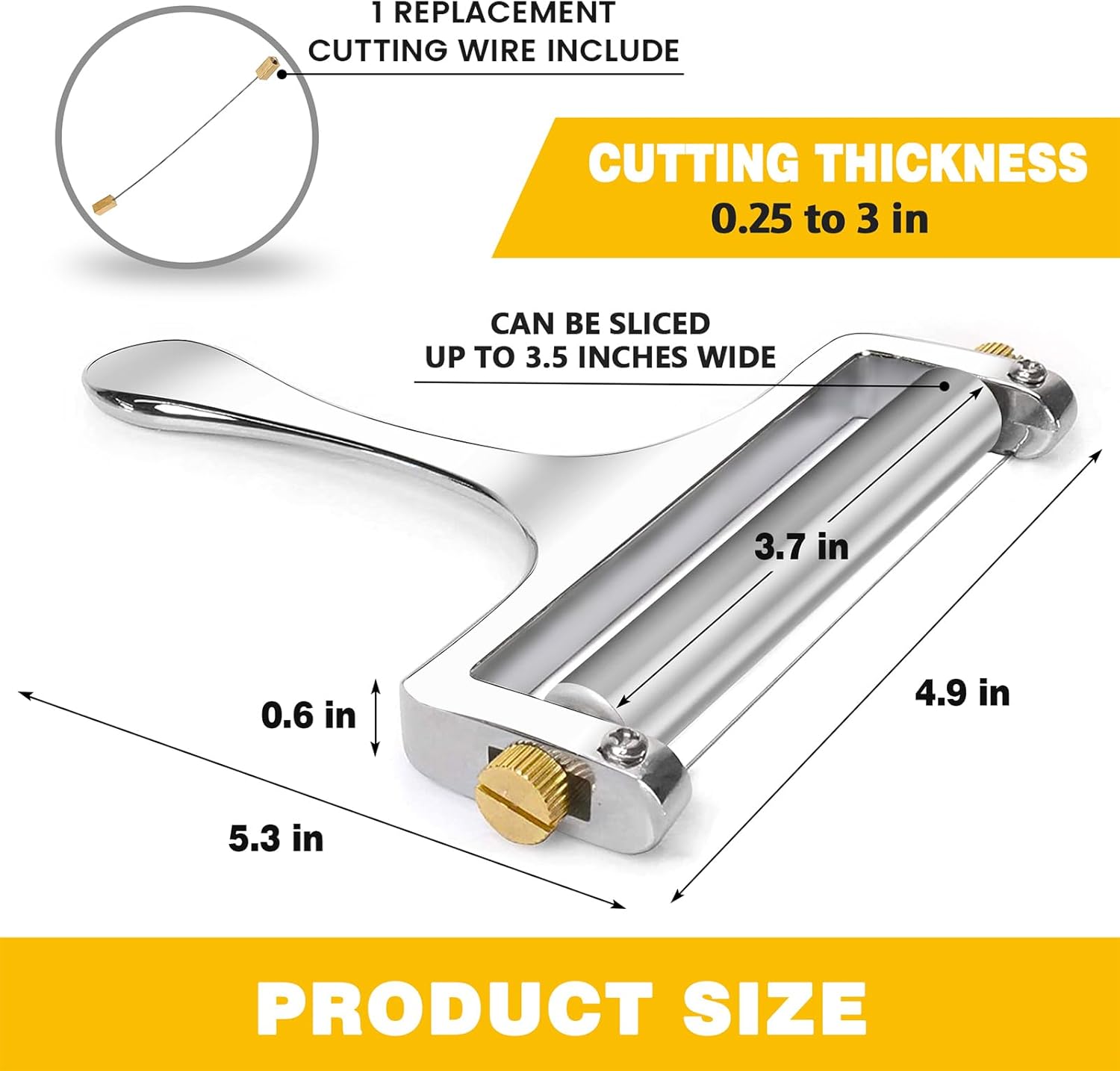 TOPULORS - Trancheuse à fromage inox - épaisseur réglable, fil suppl.
