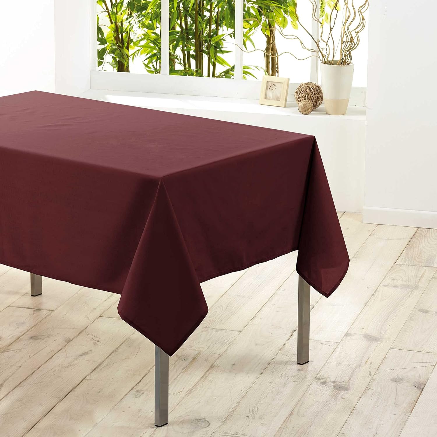 Nappe - rectangle uni polyester 140x200cm, bordeaux, ESSENTIEL