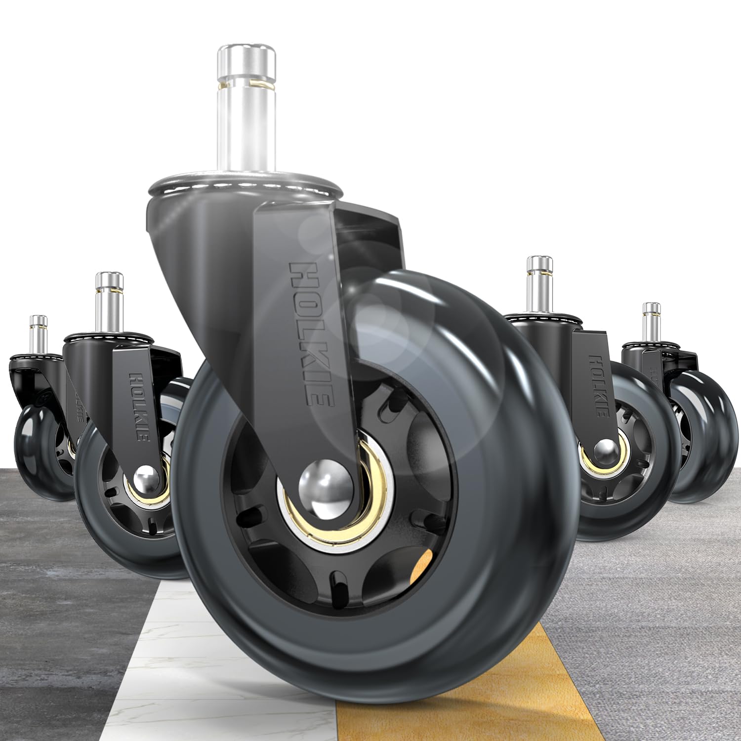 HOLKIE - roulettes chaise bureau - 10x22 mm - caoutchouc, lot de 5, sols durs/tapis, rechange robustes