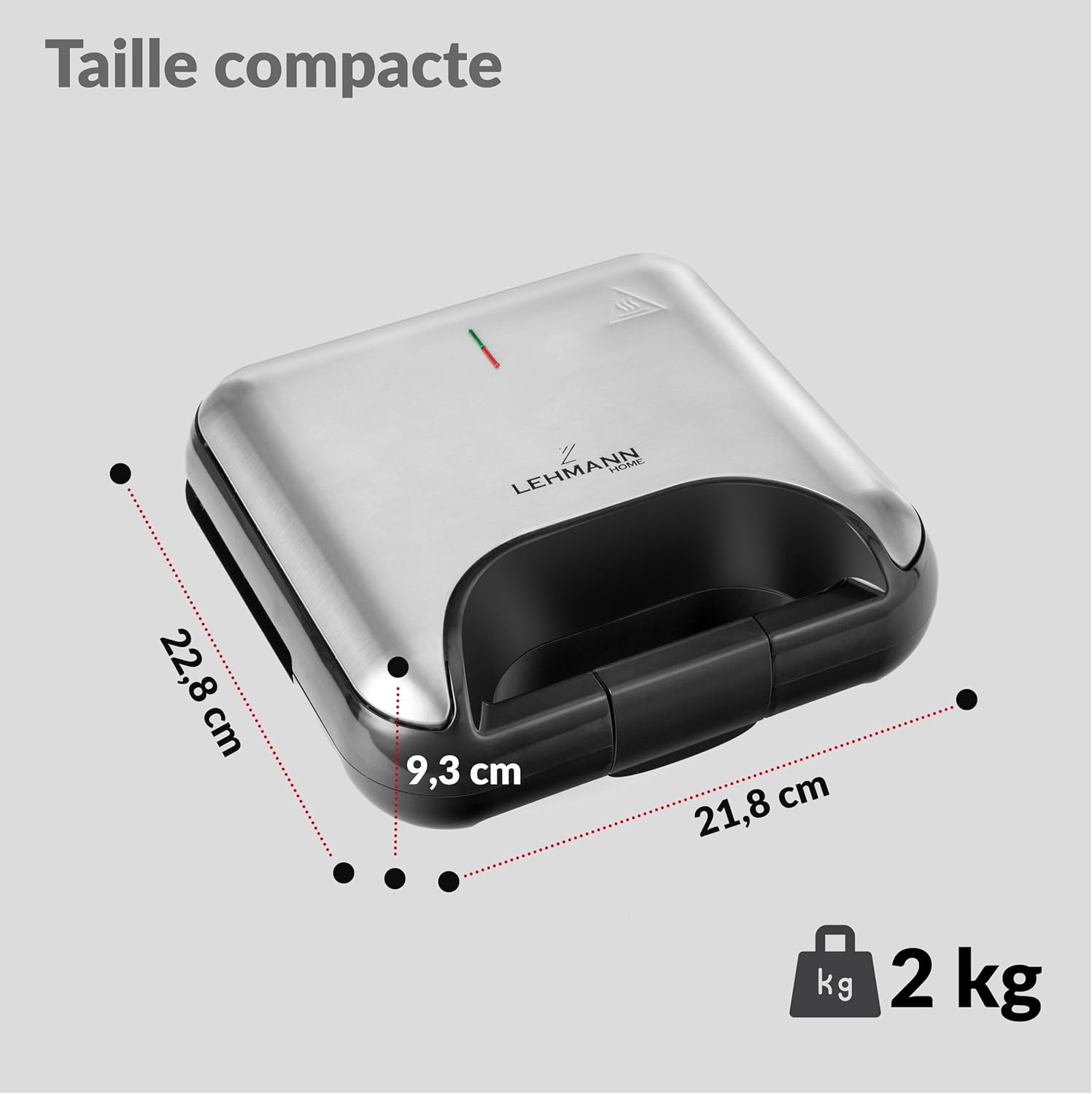 LEHMANN - Appareil 3 en 1 - plaques échangeables - gaufres, panini, croque monsieur, antiadhésif