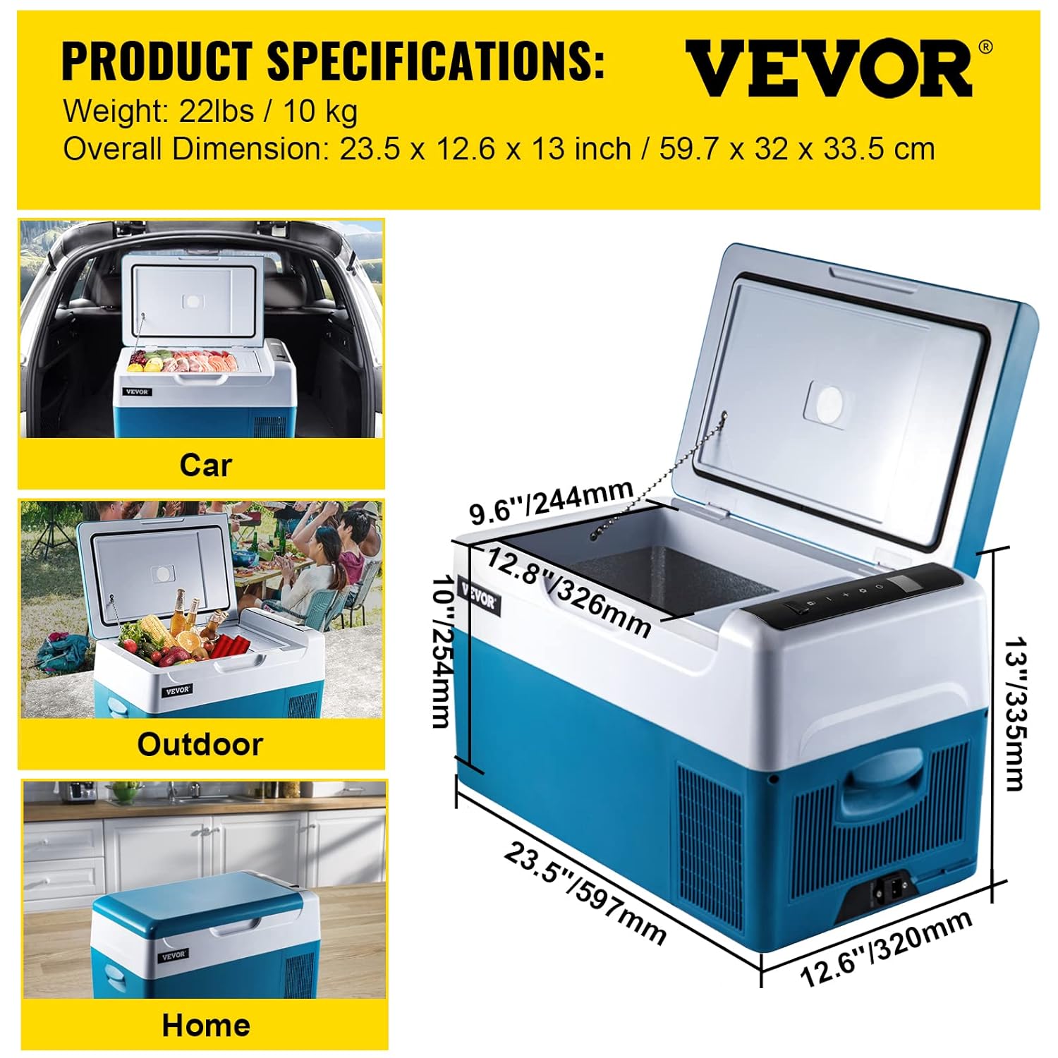 VEVOR - Glacière électrique 22L, panneau numérique, -20 à 20°C, 45W