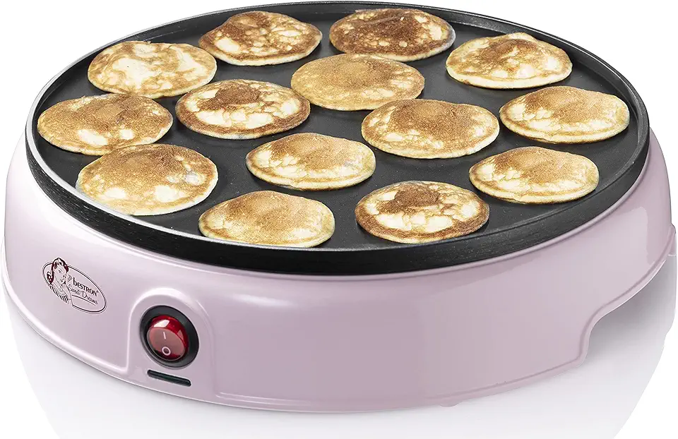 Bestron - Appareil à poffertjes Sweet Dreams - 800W - mini crêpier anti-adhésif, rose