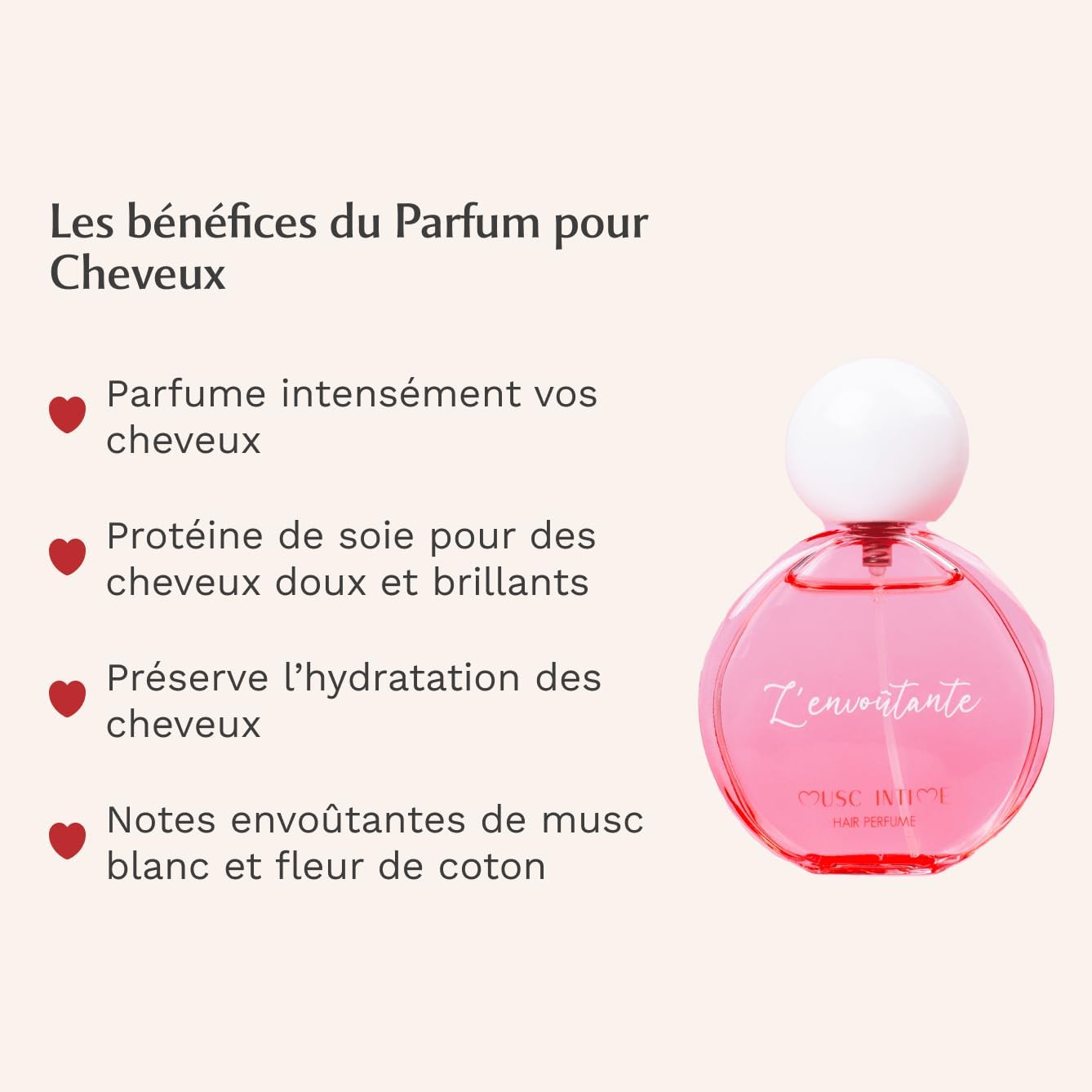 MUSC INTIME - Rose Mystik L'Envoûtante - 50ml - parfum et soin cheveux, flacon pompe