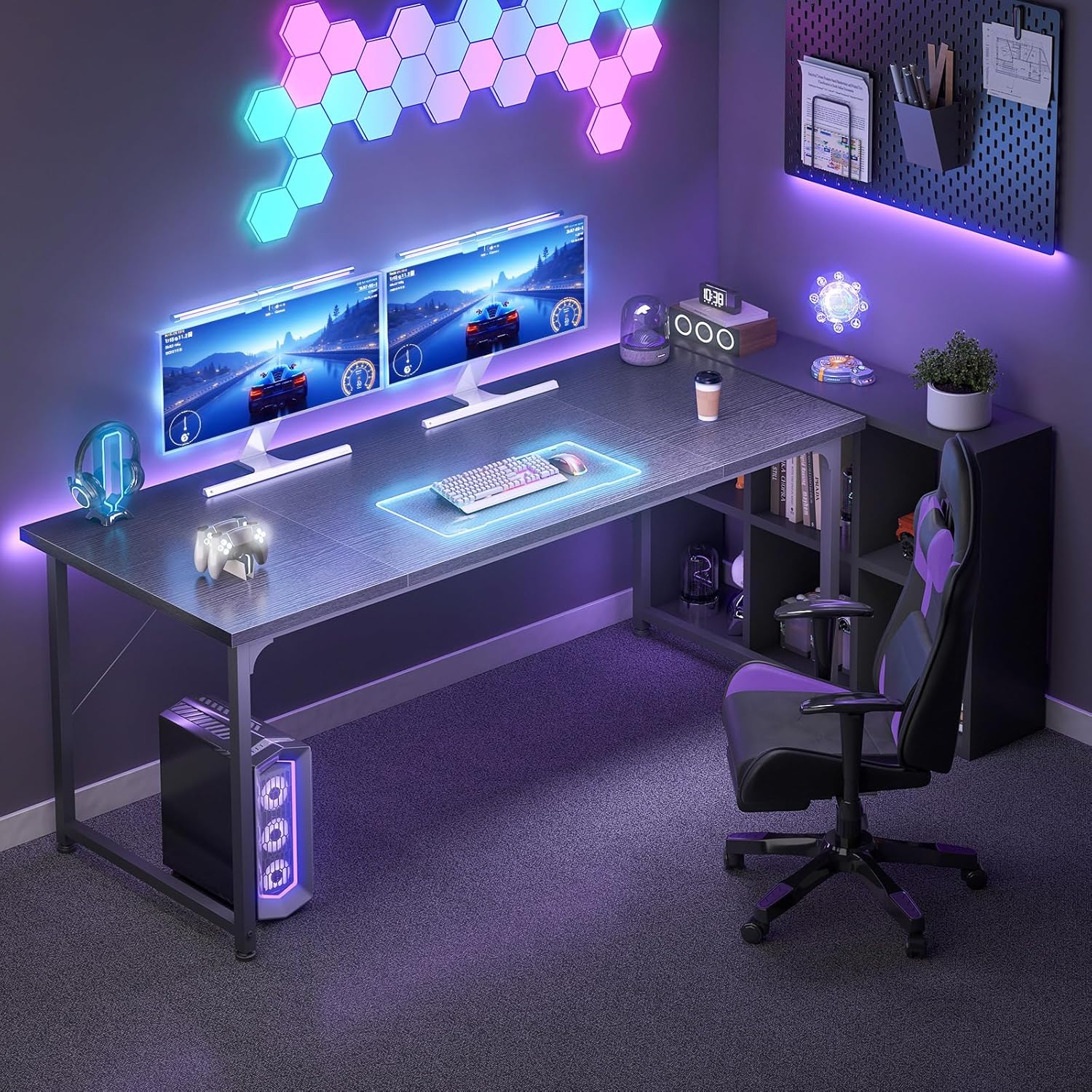 Bureau d’ordinateur - 160x55 cm - Table informatique et écriture, noir