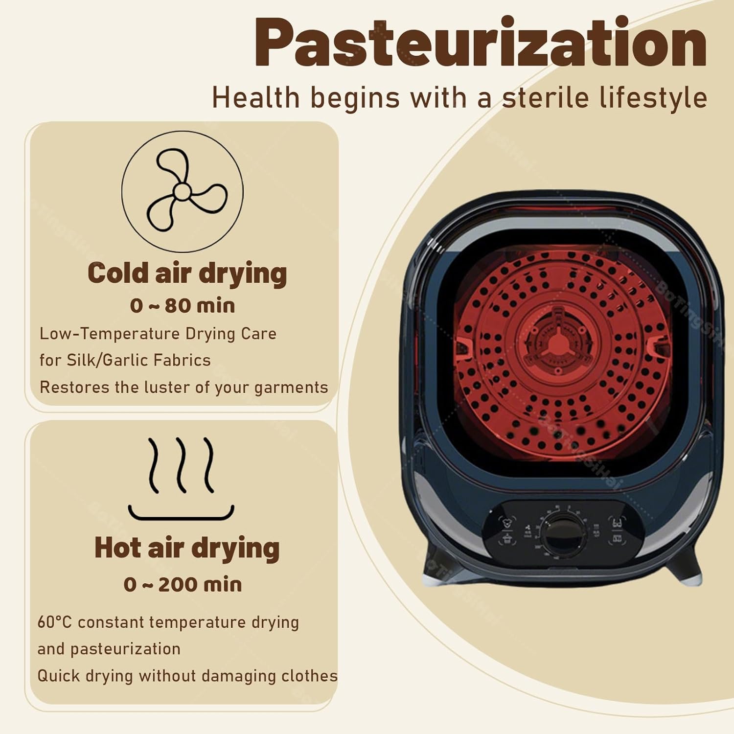 Mini sèche-linge portable - capacité compacte - cuve inox - installation comptoir/murale