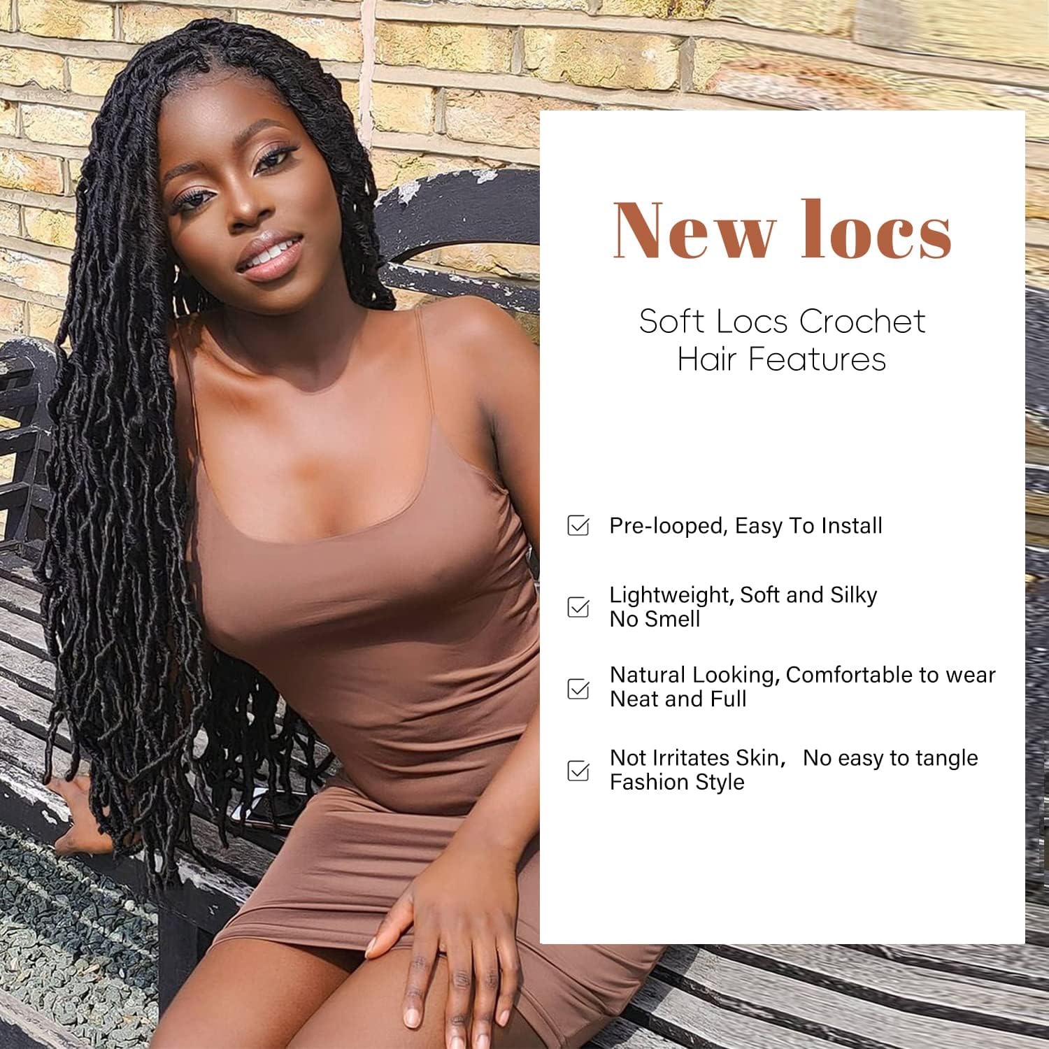 Faux Locks Crochet Braids - Soft Locs 45,7cm, 8pcs, bouclés
