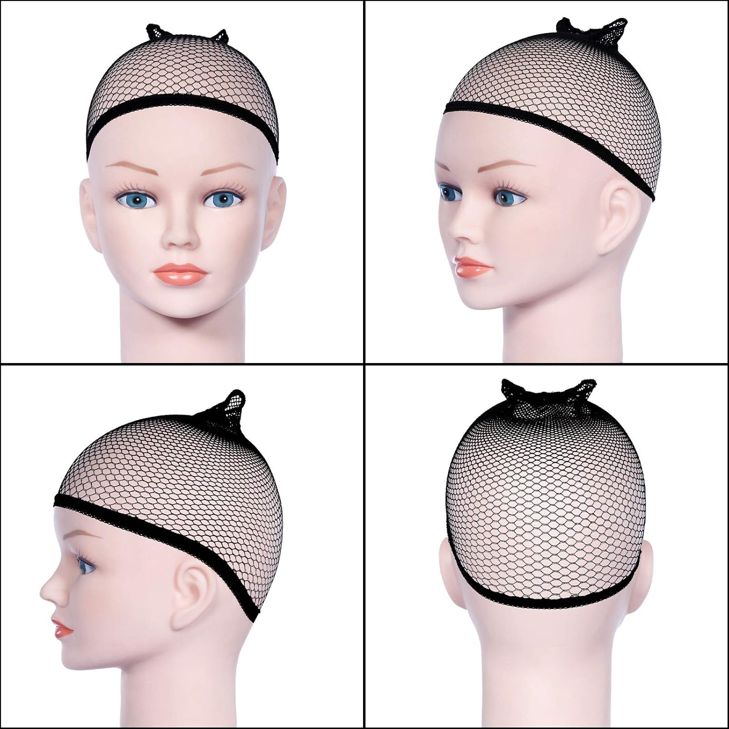 URAQT - Bonnet de perruque nylon, lot de 4, nude et noir, unisexe
