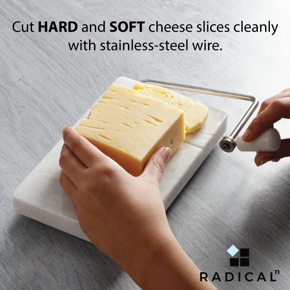 Radicaln - trancheuse à fromage marbre blanc, 20,3x12,7cm, 4 fils