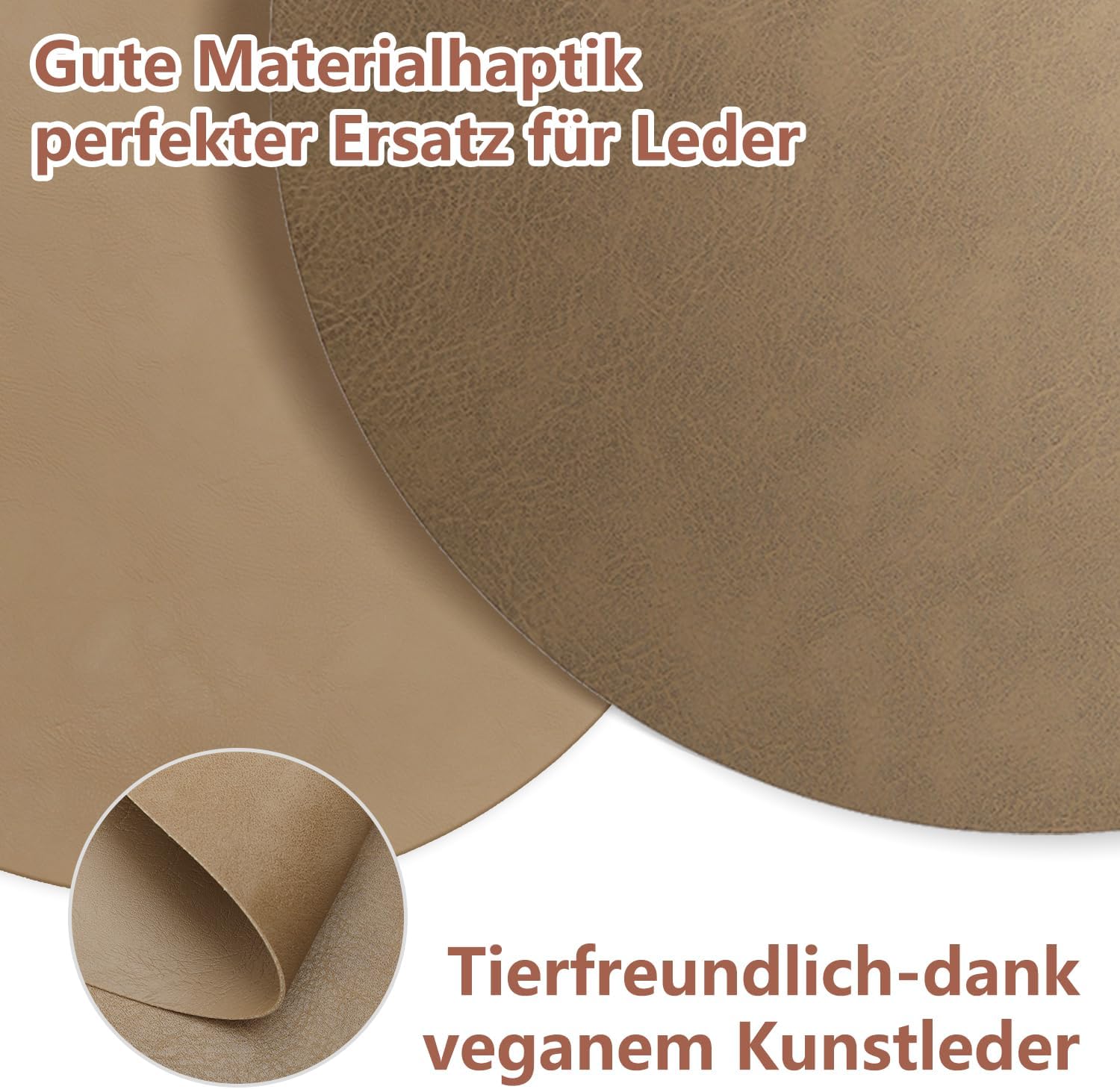 Set de Table - lot de 6 ronds PU double face 36x36cm, lavables, antidérapants, Kaki