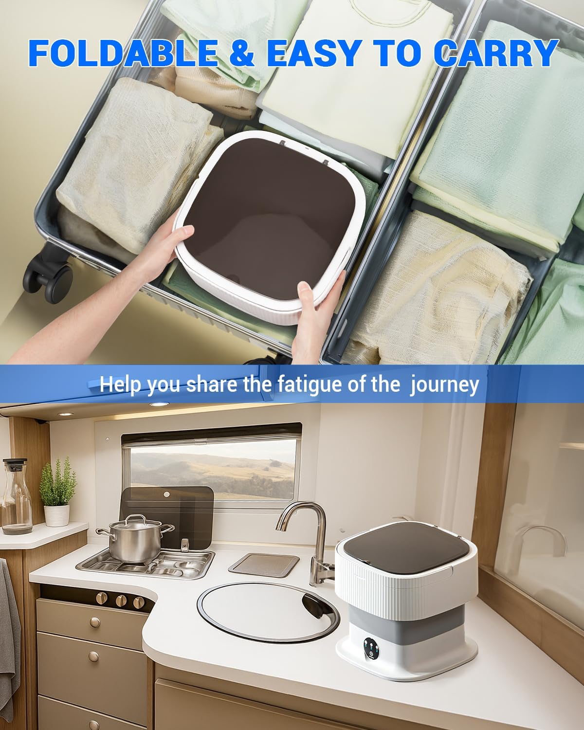 SUPAREE - mini machine à laver pliable 16L - portable, essorage 1.8kg