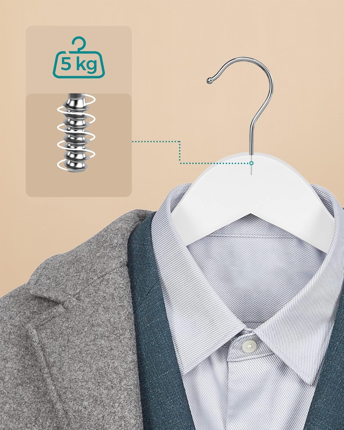 SONGMICS - cintres bois, lot de 20, antiglisse, pivotant 360°, CRW03W-20