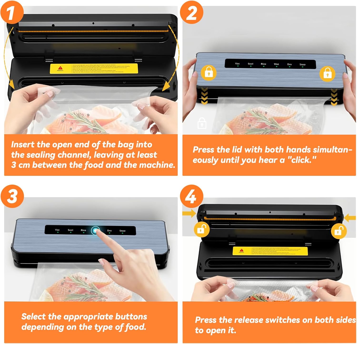 Machine sous vide alimentaire - compact 5 en 1 - 50 sacs inclus, pour aliments secs et humides