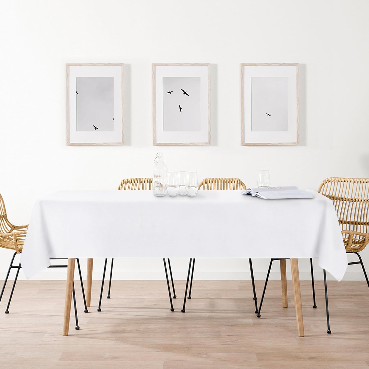 DWCN - nappe aspect lin lavable, imperméable 135x160cm, anti-tache