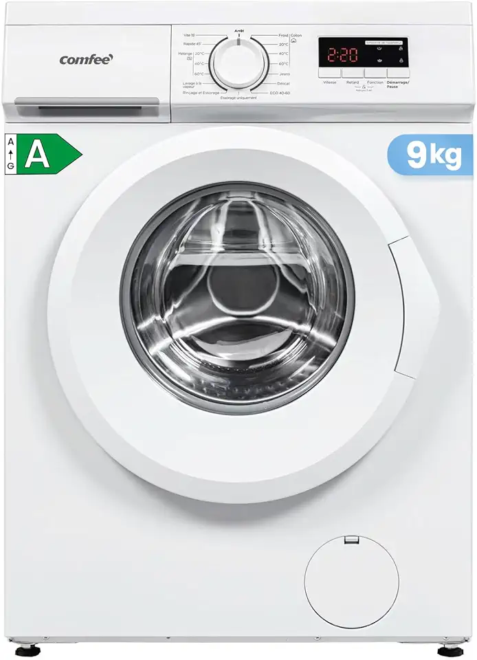 Comfee - lave-linge frontal 9kg, Classe A, BLDC 1400tr, 15 programmes, CFE12EW90-W