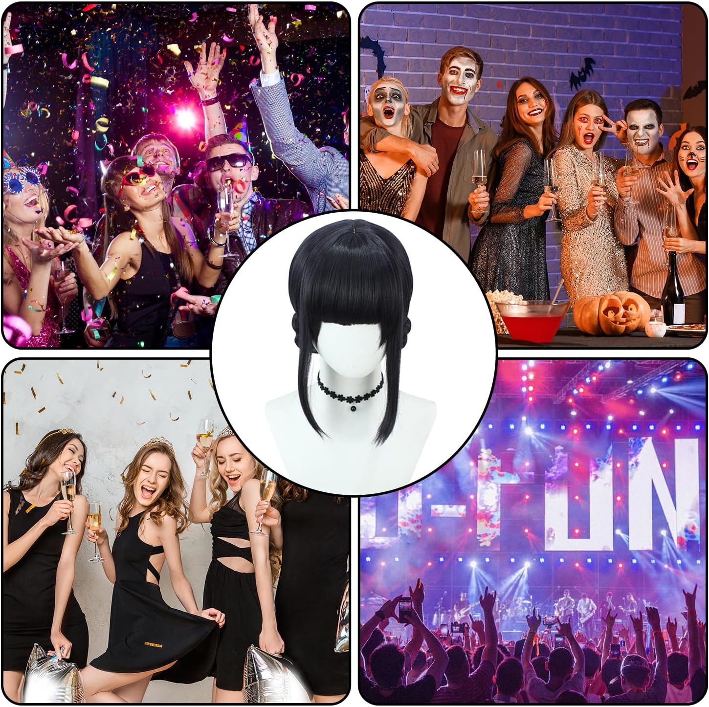 Perruque enfant cosplay violette longue tressée, Halloween, M3