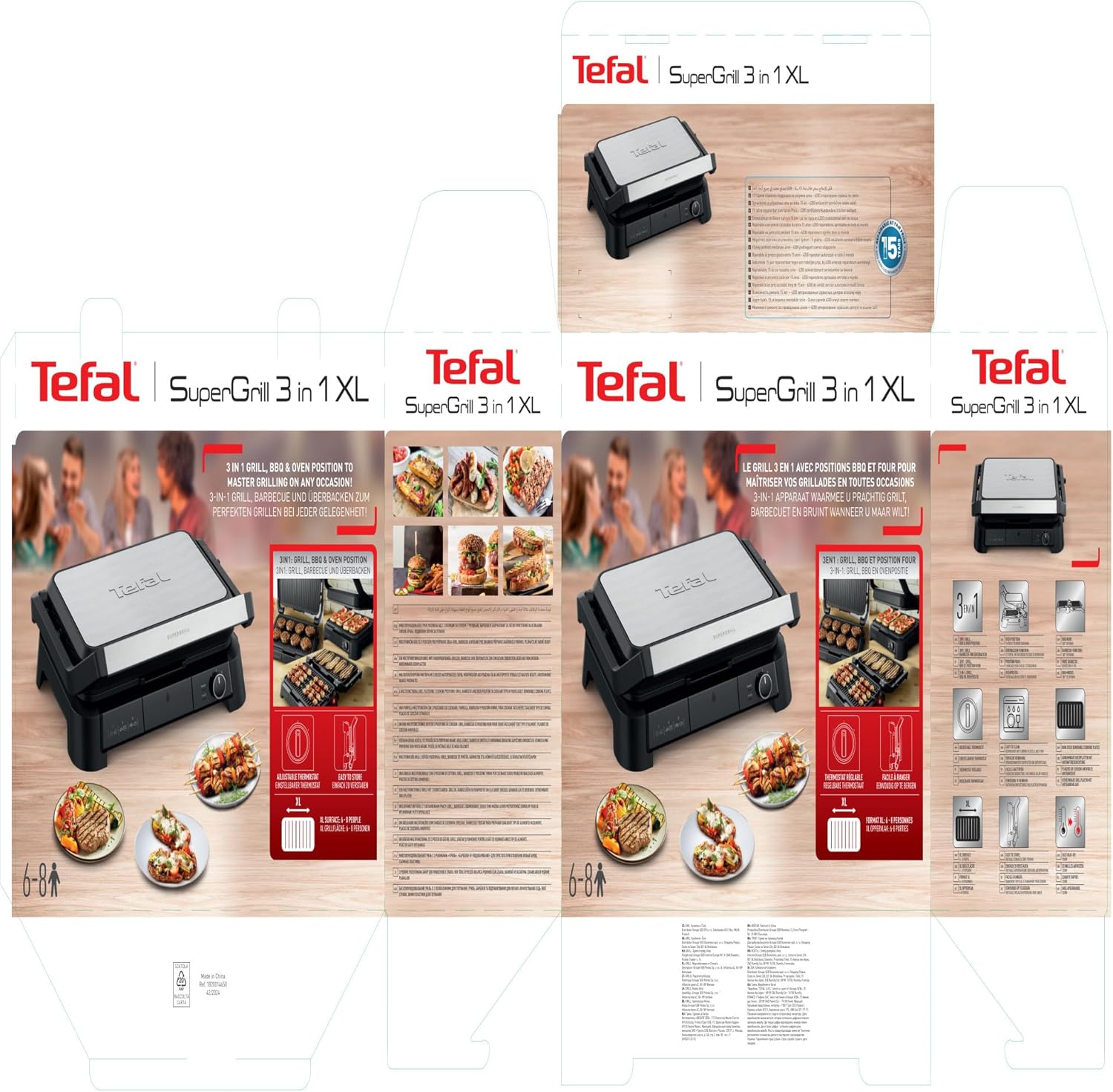 Tefal - SuperGrill XL série - surface XL - gril contact 2200W, GC520DE0