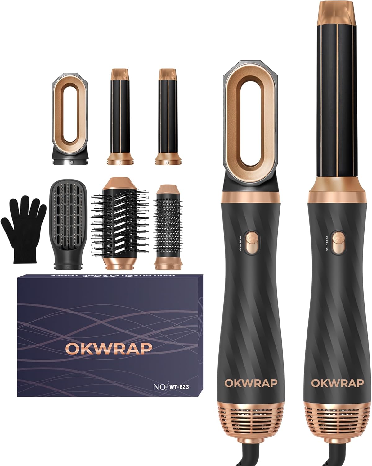 Brosse soufflante multifonction 6 en 1, sèche, lisse, boucle, OKWRAP