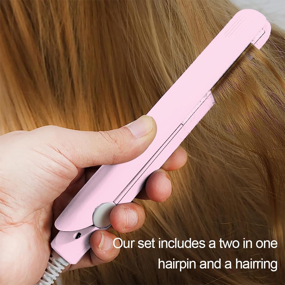 Fer à lisser - 2 en 1 mini céramique - compact - lisseur friseur autom.