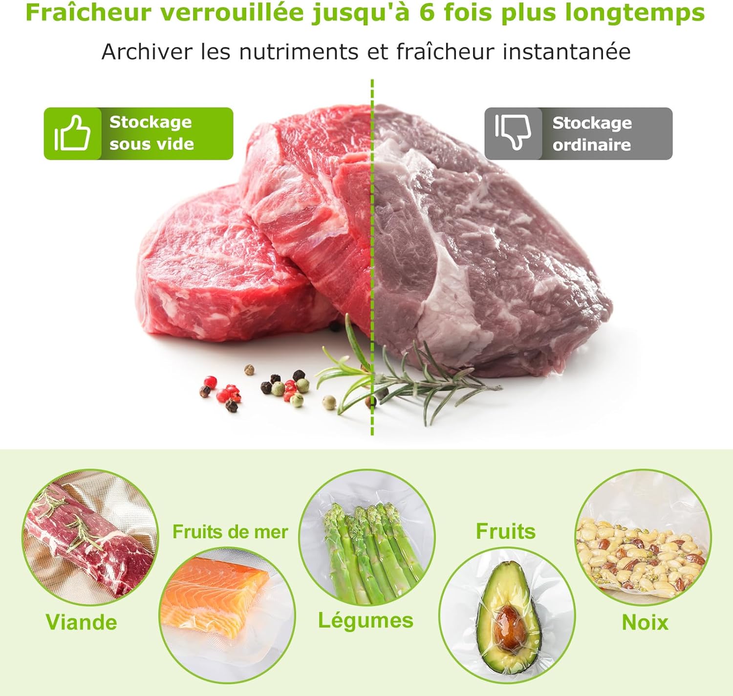 Bonsenkitchen - sacs sous vide VB41 - 28x500cm - 3 rouleaux, sans BPA