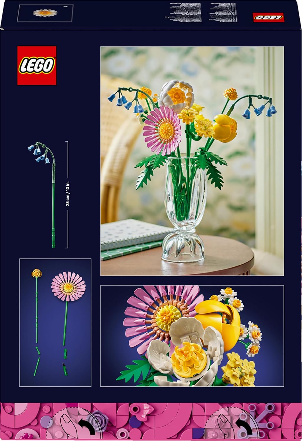 LEGO - Botanicals Petite Sunny Bouquet - fleurs artificielles à monter, pour filles et ados, idée cadeau, 10347