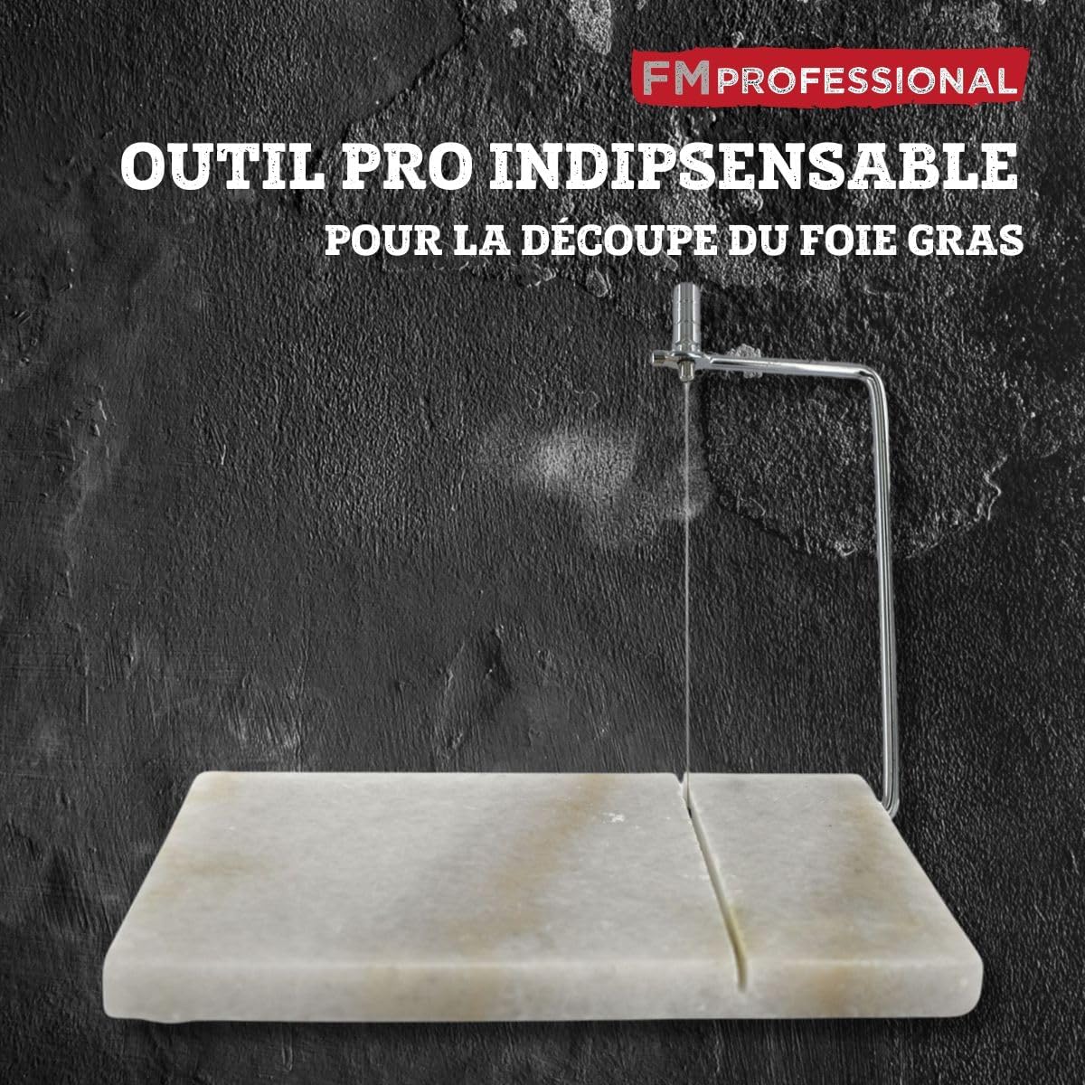 Fackelmann - FM Professional - 23x15x5 cm - coupe et présentation foie gras, inox, marbre, gris clair - 22259