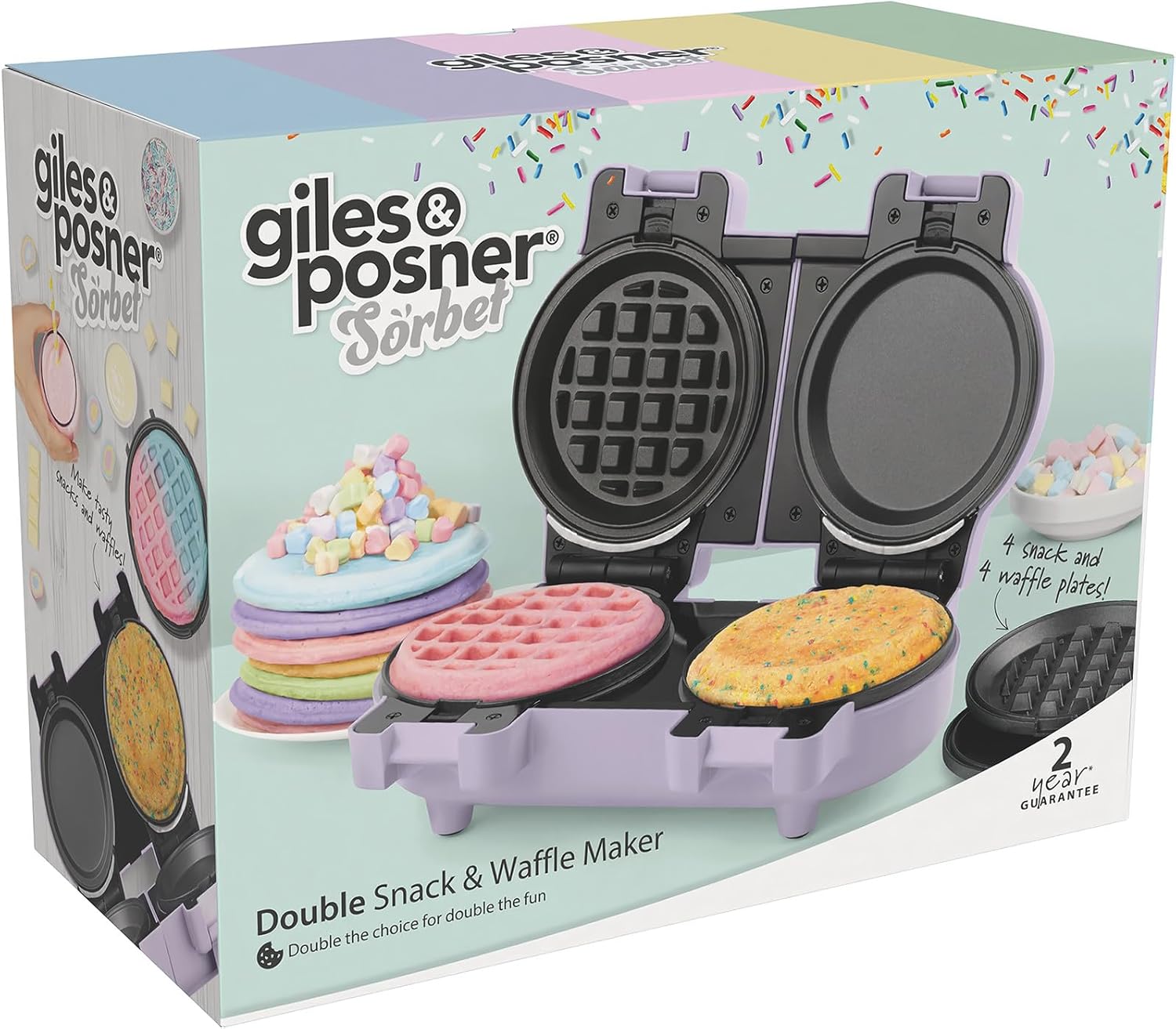 Giles & Posner - Double Waffle Maker - compact - plaques antiadhésives amovibles