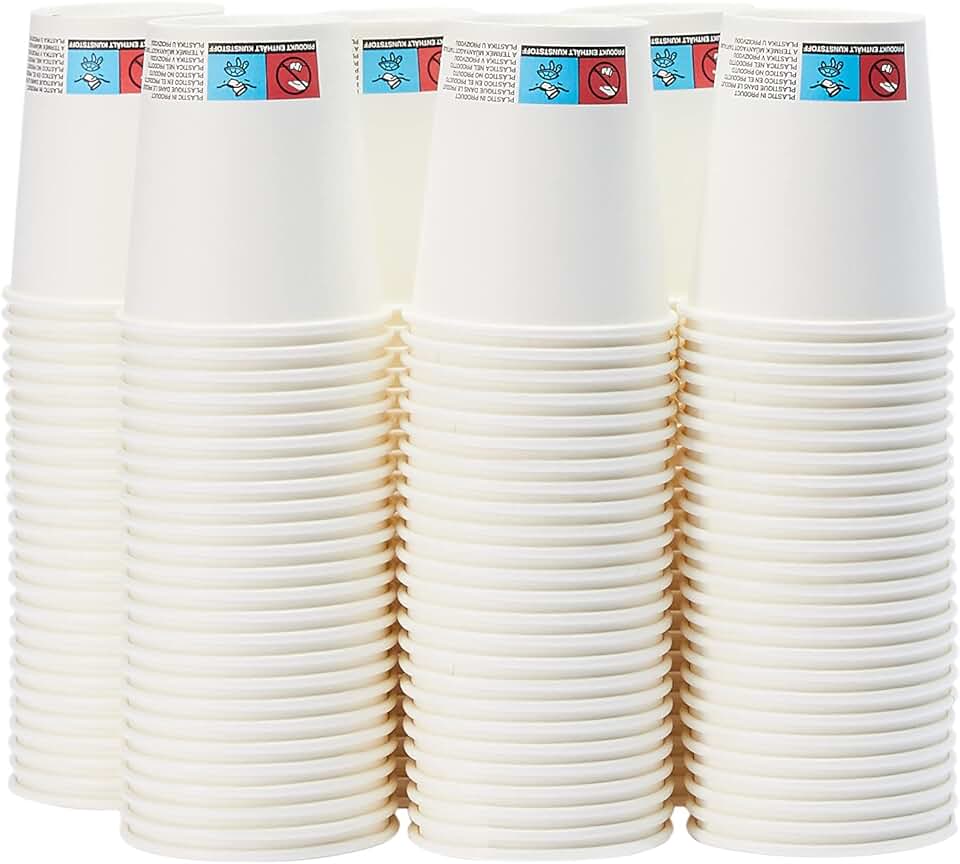 maxii-dealz Basics - Gobelets en carton - 207 ml - 150 unités, pour boissons chaudes, blanc