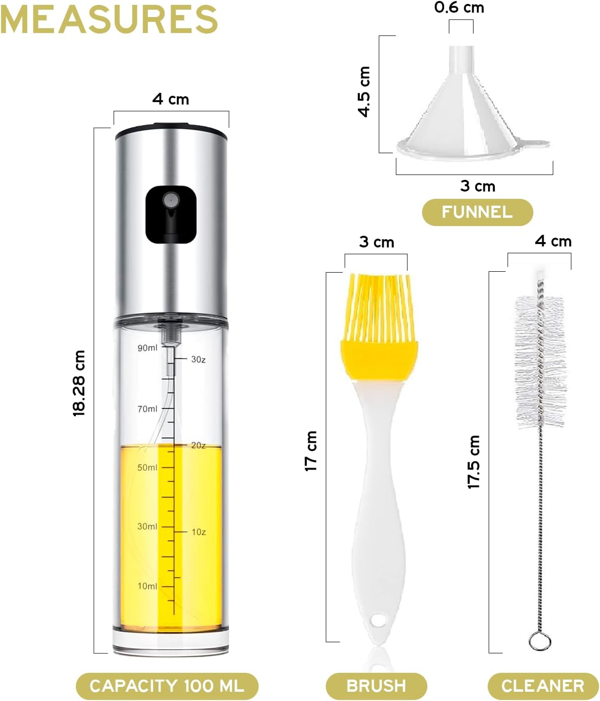 edihome - spray cuisine 100ml - verre & acier, anti-goutte, pour friteuse