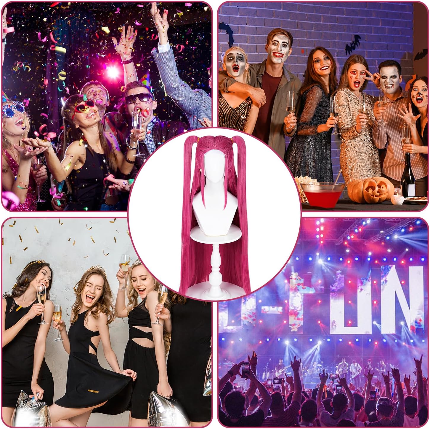 Perruque cosplay enfant - longue violette - festival, Halloween, fête