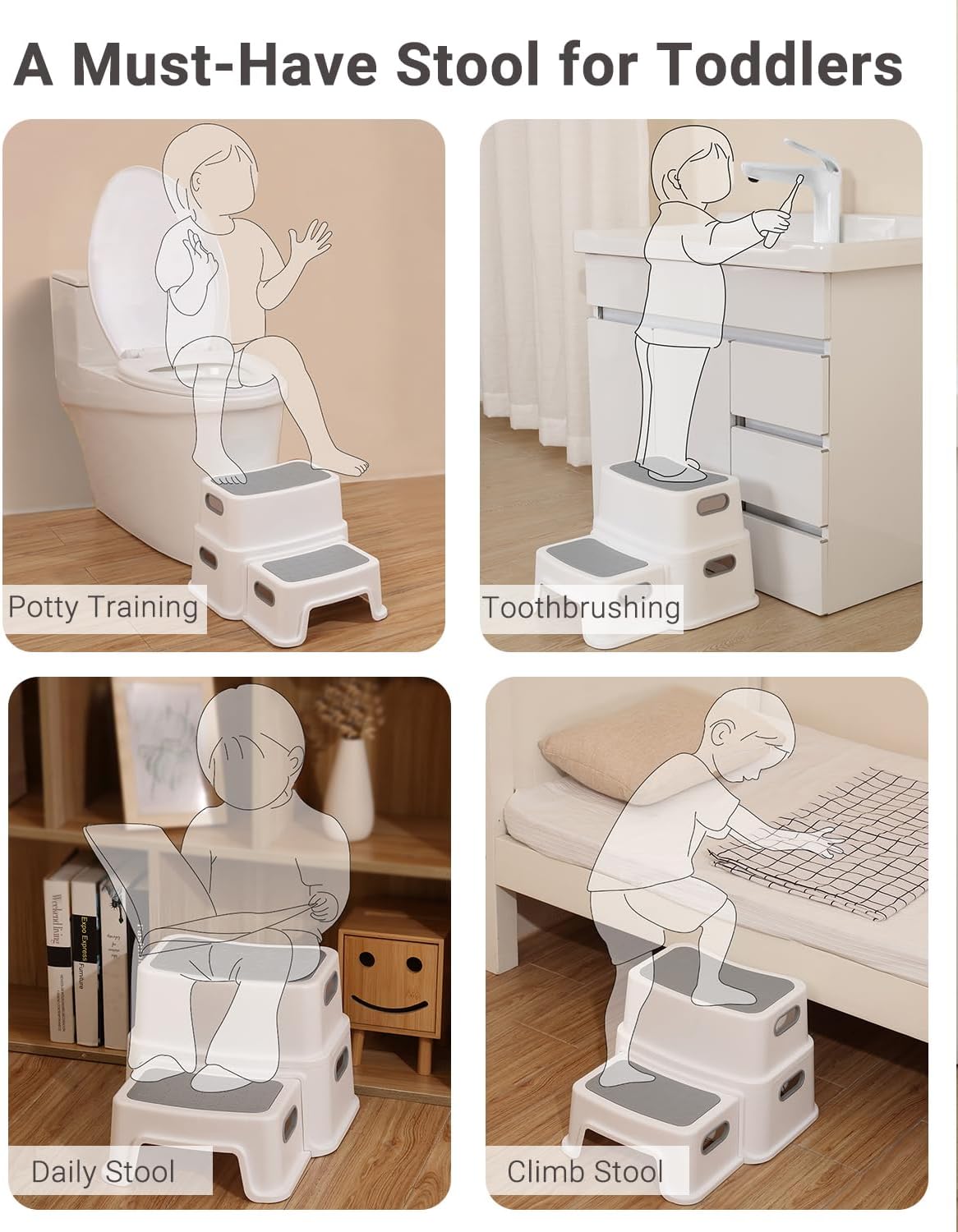 metaheim - Marche pied enfant 2 niveaux, antidérapant, sécurisé, robuste