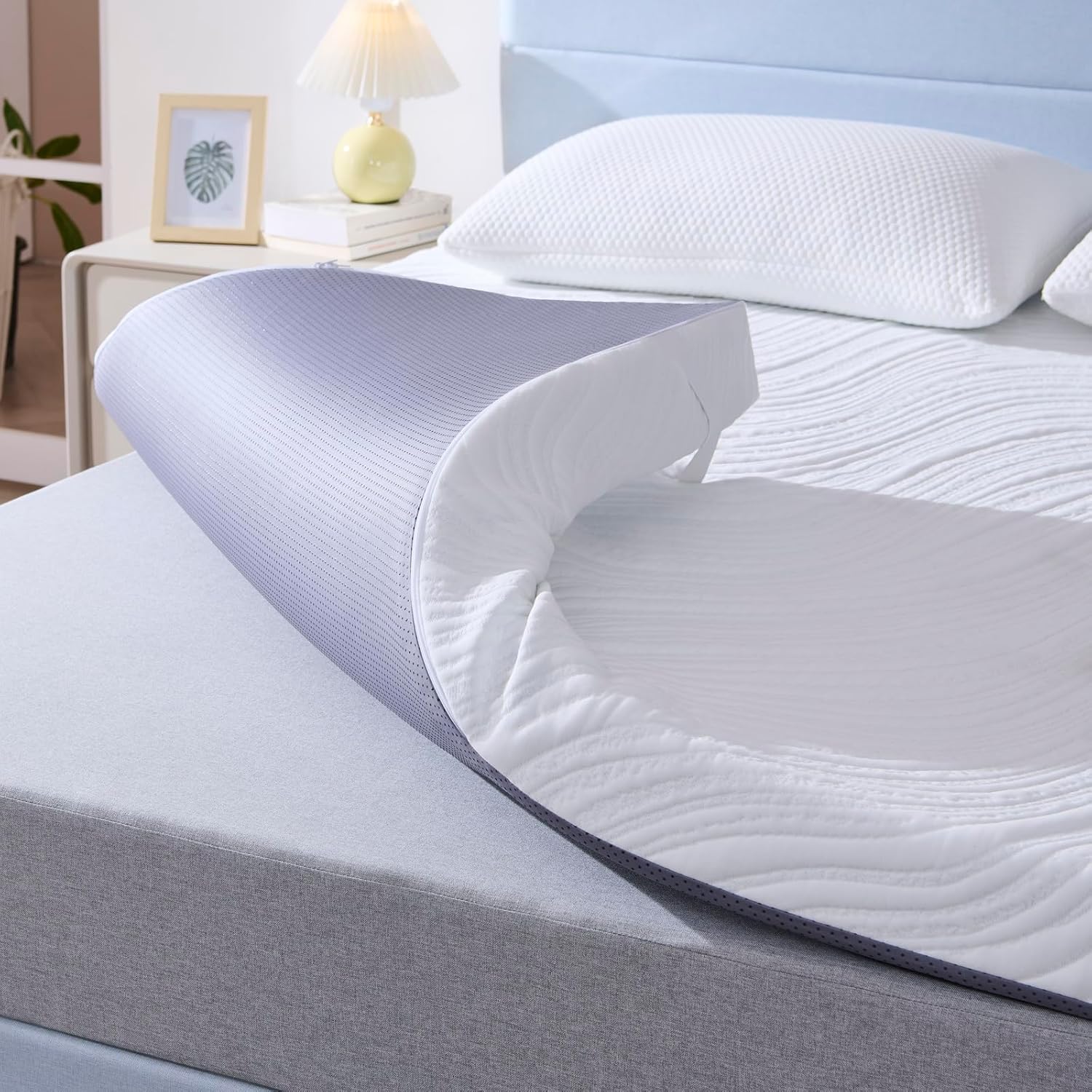 Hiimgo - Surmatelas Mémoire de Forme Gel 7,5cm 140x190cm - housse lavable, confort respirant, antidérapant