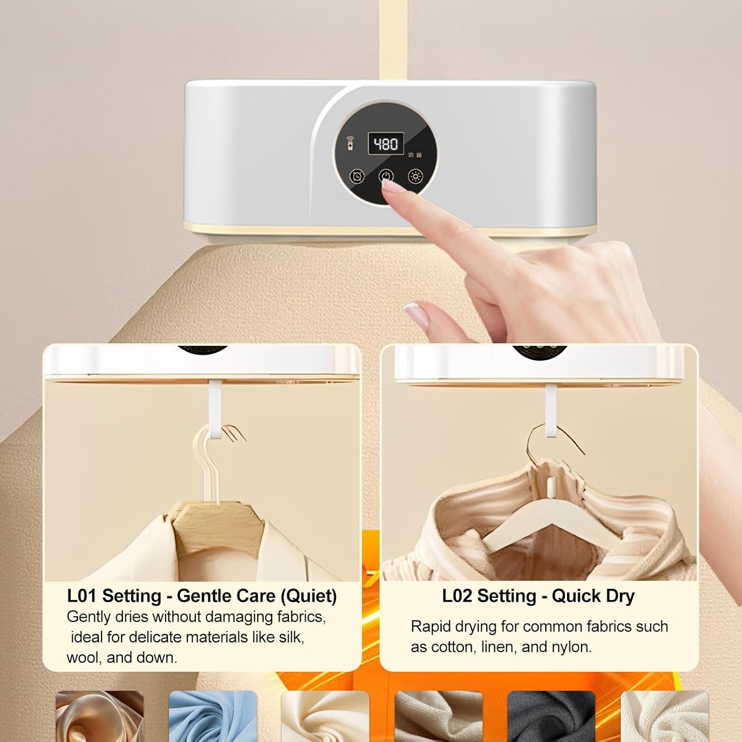 Mini sèche-linge portable - 600W, minuterie, usage domestique, compact