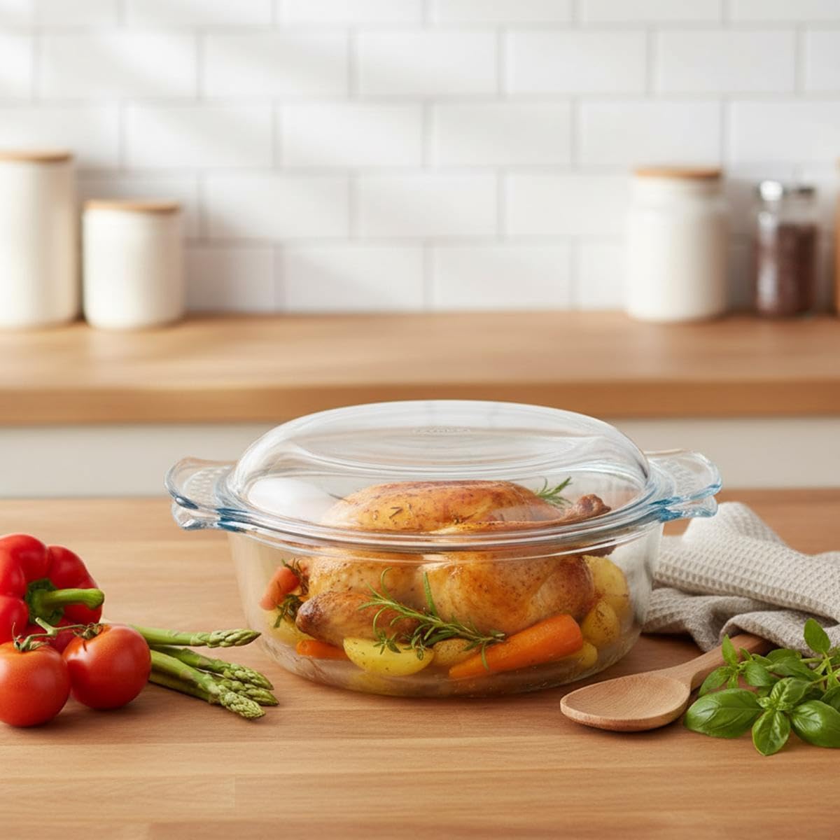 Pyrex - cocotte ronde - verre, 4,9 L, résistante - 118A000