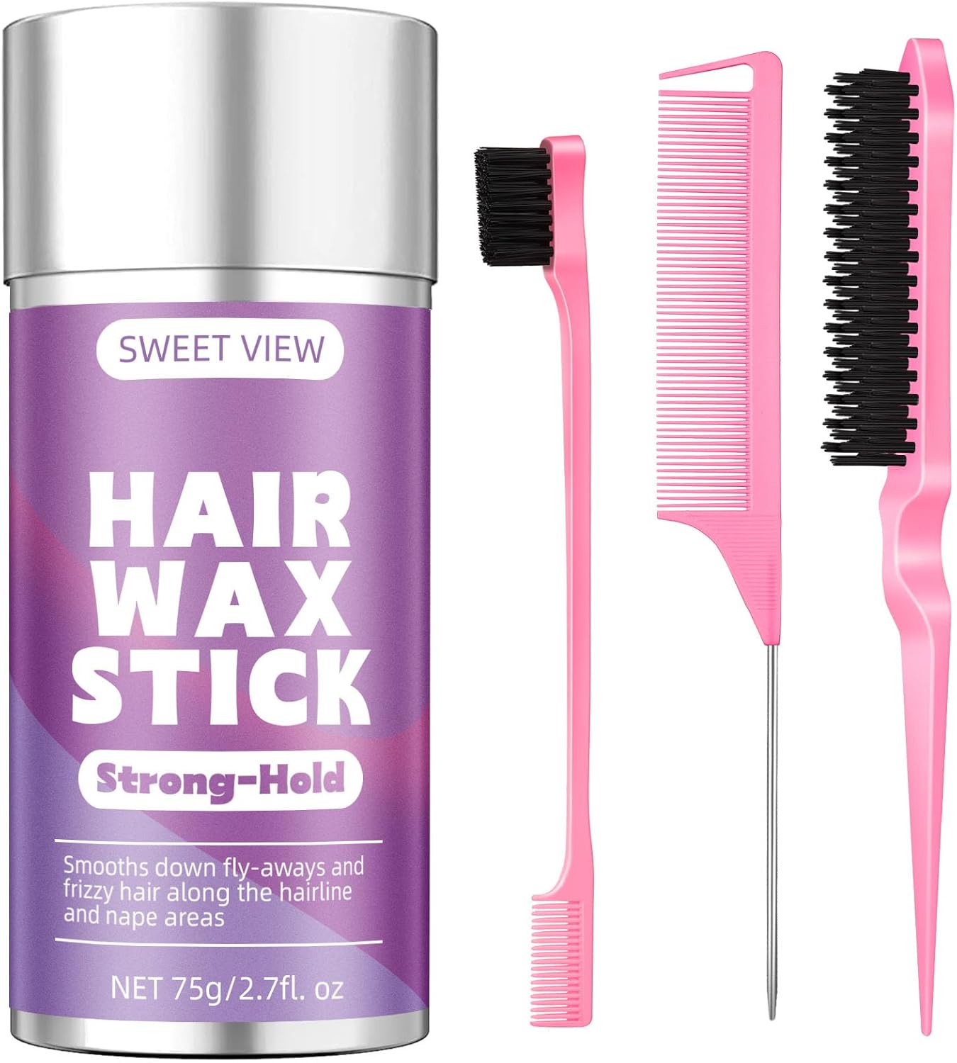 Bâton de cire pour cheveux - brosse lissante - anti-frisottis - idéal chignon et queue de cheval