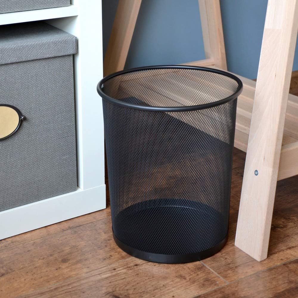 D.RECT - corbeille métal maille 19L - ronde - lot de 2, noir