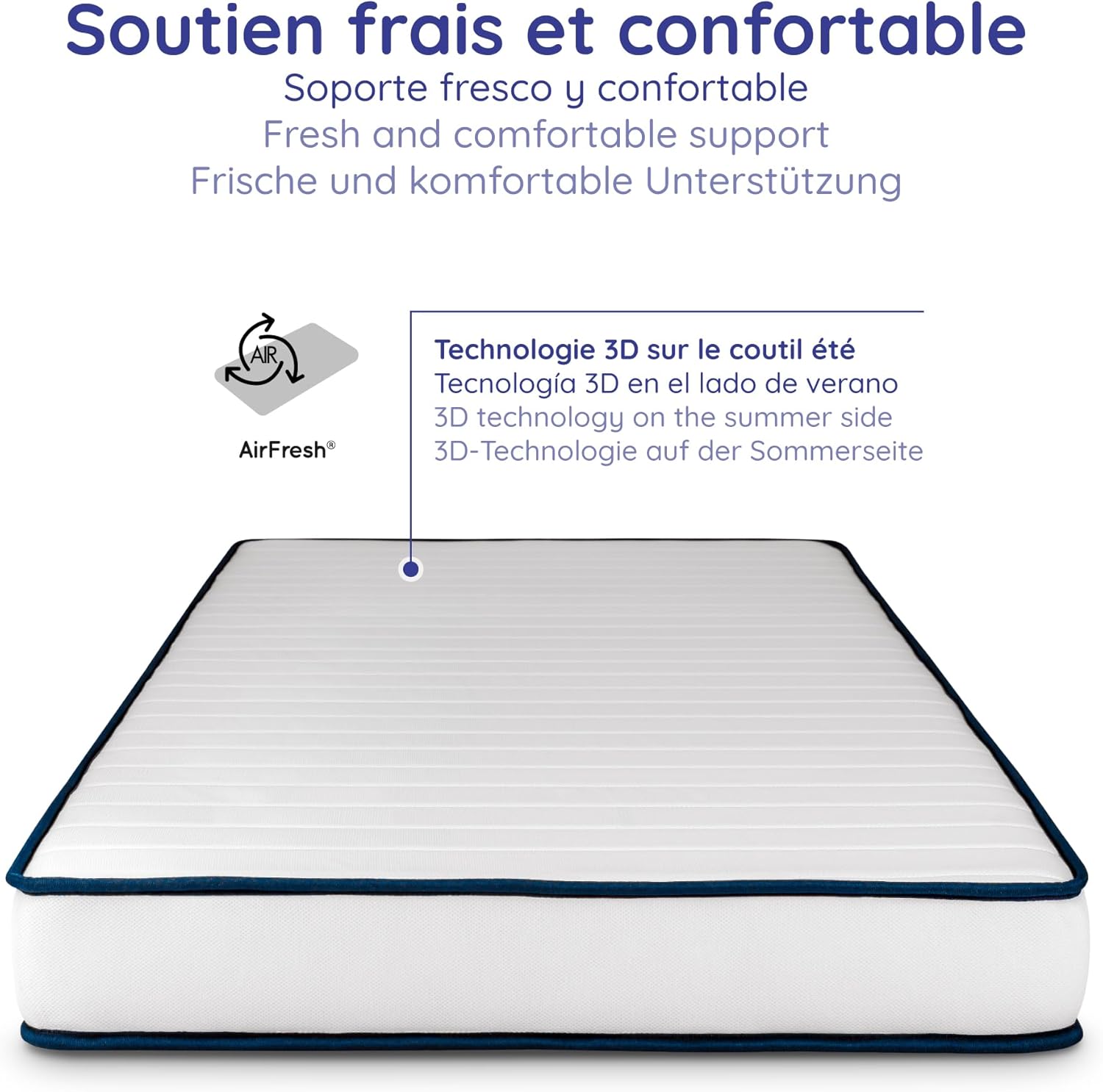 Cosmos - Upsilon - 80x200 cm - mousse mémoire, Blue Latex, 7 zones, réversible