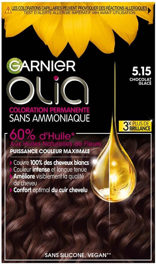 Garnier - Olia coloration permanente - sans ammoniaque, huiles fleurs, chocolat glacé 5.15