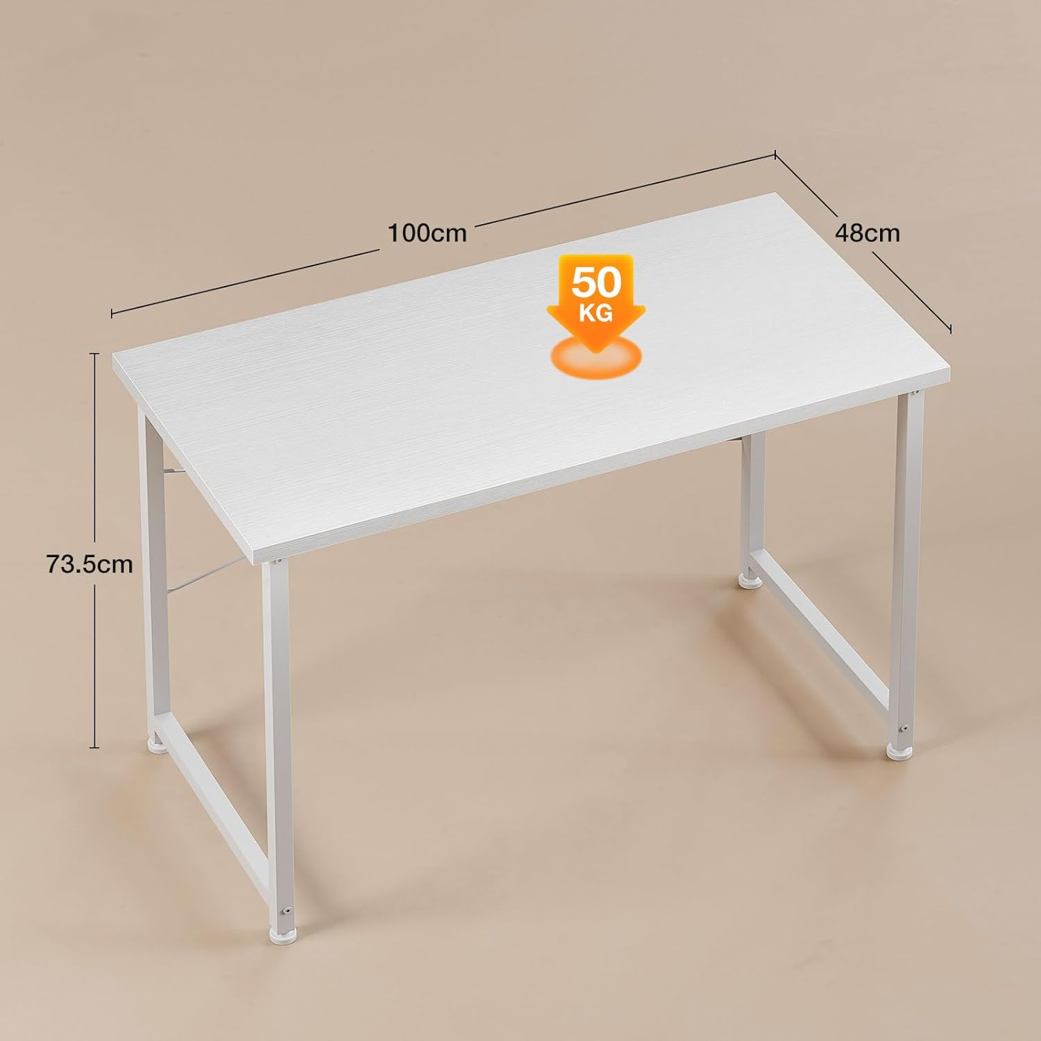 ODK - bureau d'ordinateur - 100x48cm - compact, blanc, idéal étude